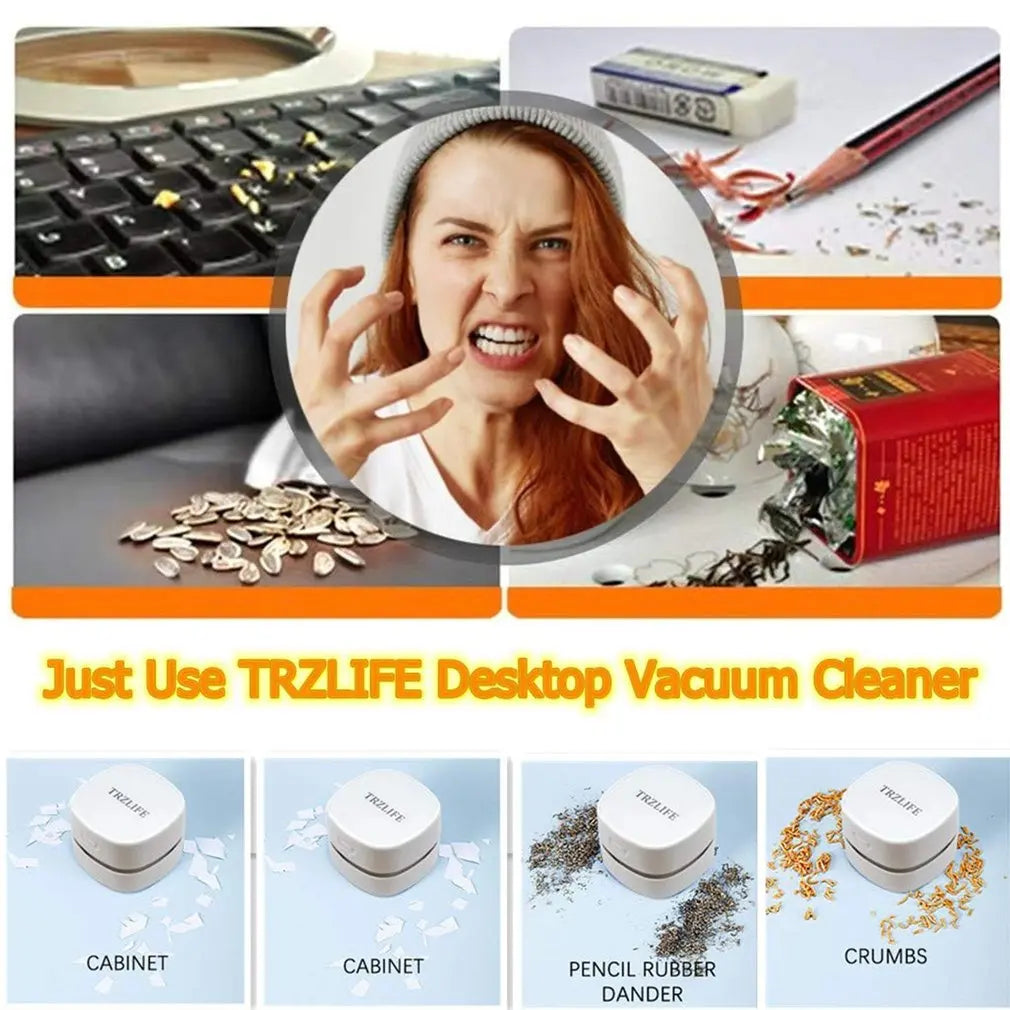 Mini Desktop Vacuum Cleaner | Portable Handheld Dust Sweeper for Desk, Table & Keyboard