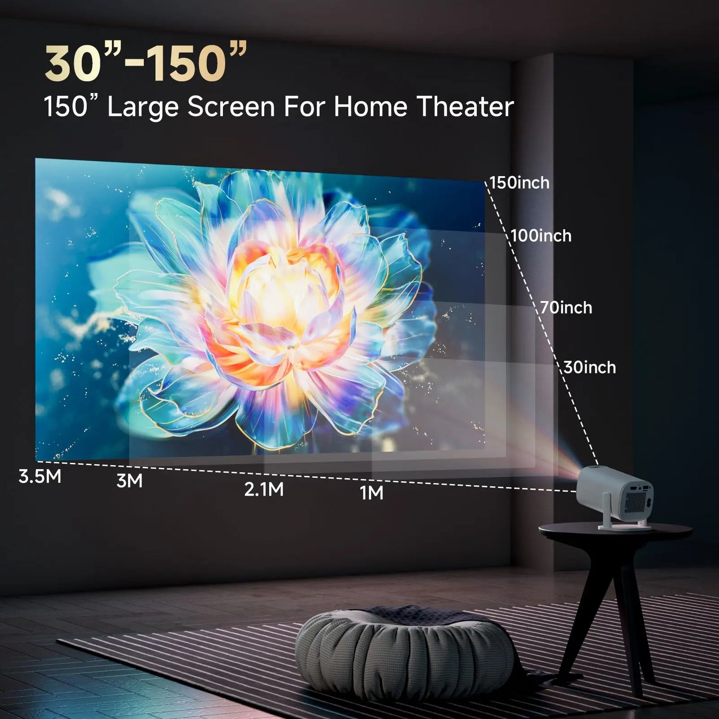 P30 PRO Smart Mini Projector – Android 14, Wi-Fi 6, 4K Support