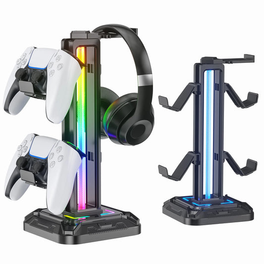 Controller Stand with RGB Lighting & Rotatable Headset Holder
