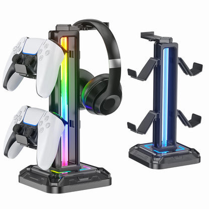 Controller Stand with RGB Lighting & Rotatable Headset Holder