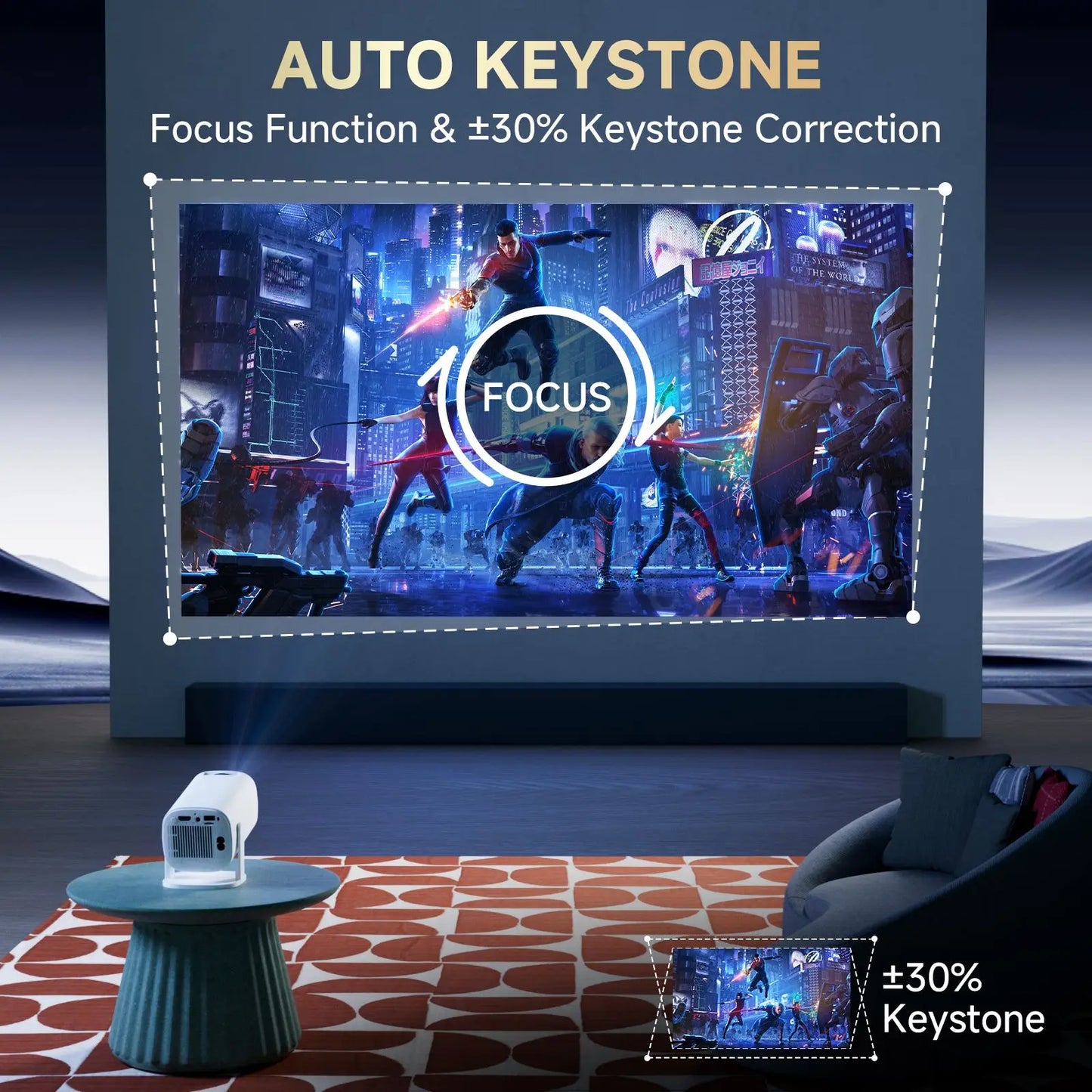 P30 PRO Smart Mini Projector – Android 14, Wi-Fi 6, 4K Support