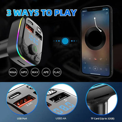 Wireless Bluetooth 5.0 Car FM Transmitter for Music & Calls