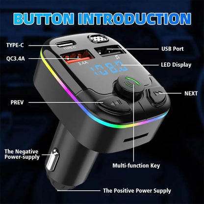 Wireless Bluetooth 5.0 Car FM Transmitter for Music & Calls