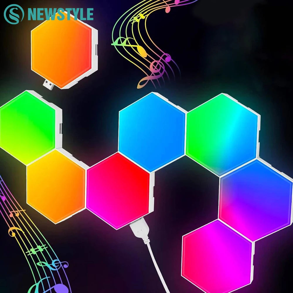 Smart RGB Hexagon Gaming Wall Lights – App-Controlled