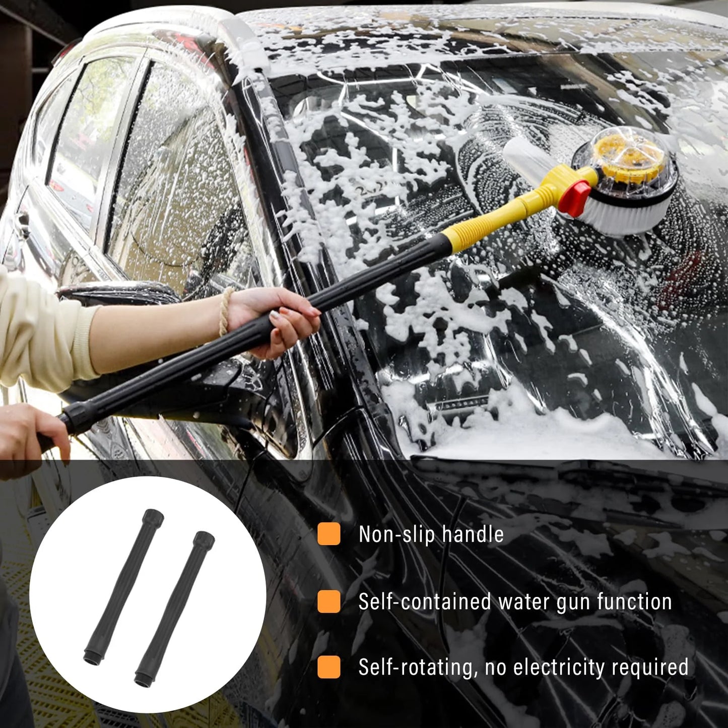 360° Rotating Foam Wash Brush – High-Pressure Car Cleaner