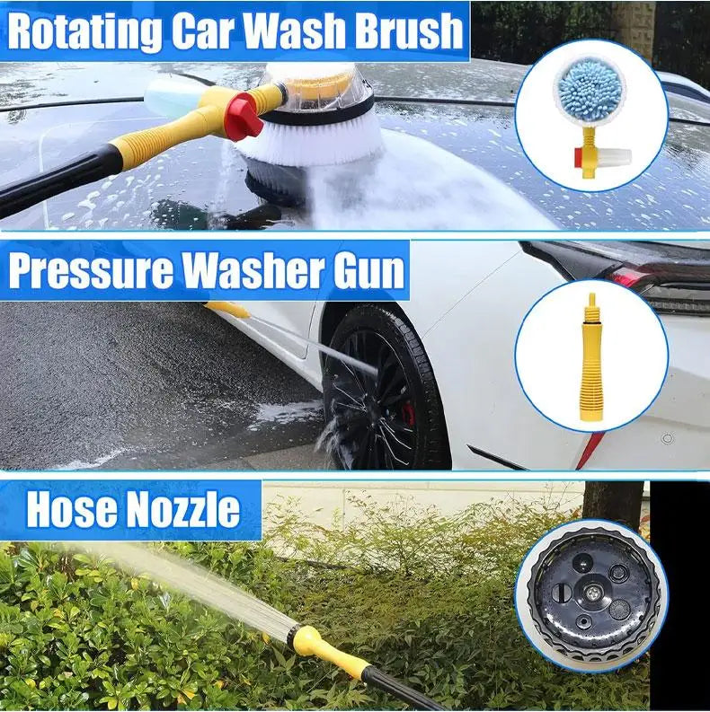 360° Rotating Foam Wash Brush – High-Pressure Car Cleaner