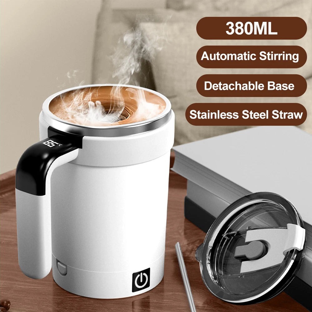 Auto-Stir Magnetic Coffee Mug – Rechargeable Stainless Steel Mixer