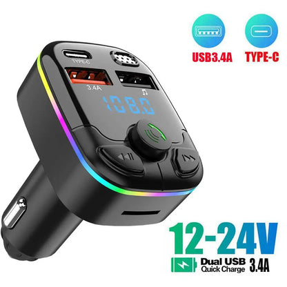Wireless Bluetooth 5.0 Car FM Transmitter for Music & Calls
