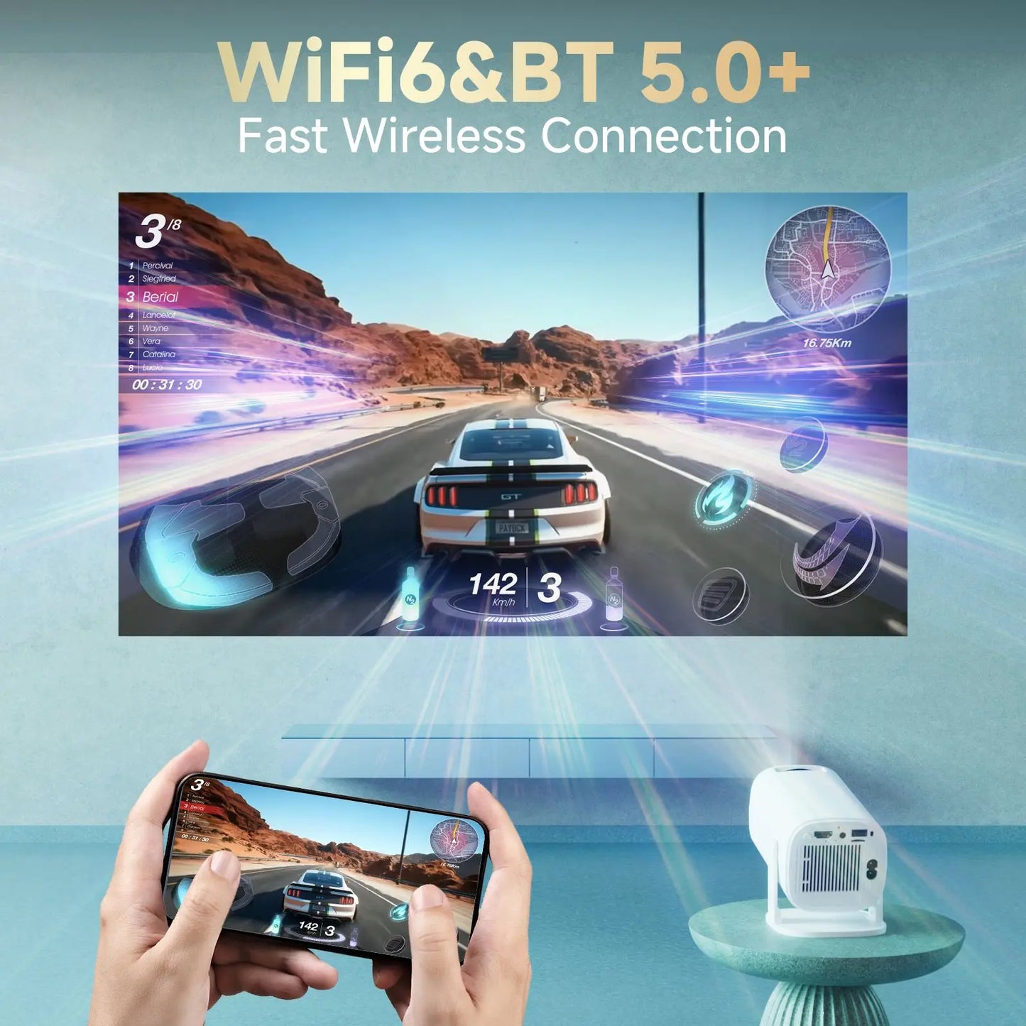 P30 PRO Smart Mini Projector – Android 14, Wi-Fi 6, 4K Support