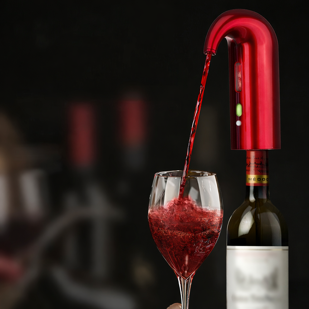 Rechargeable Electric Wine Pump on wine bottle